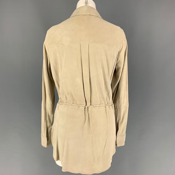 VINCE Size S Beige Suede Parka Jacket - Picture 3 of 6